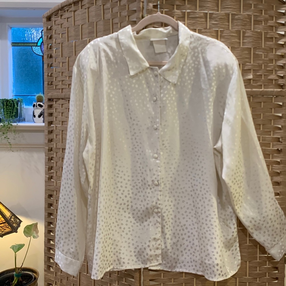 Vintage satin-like cheetah print blouse